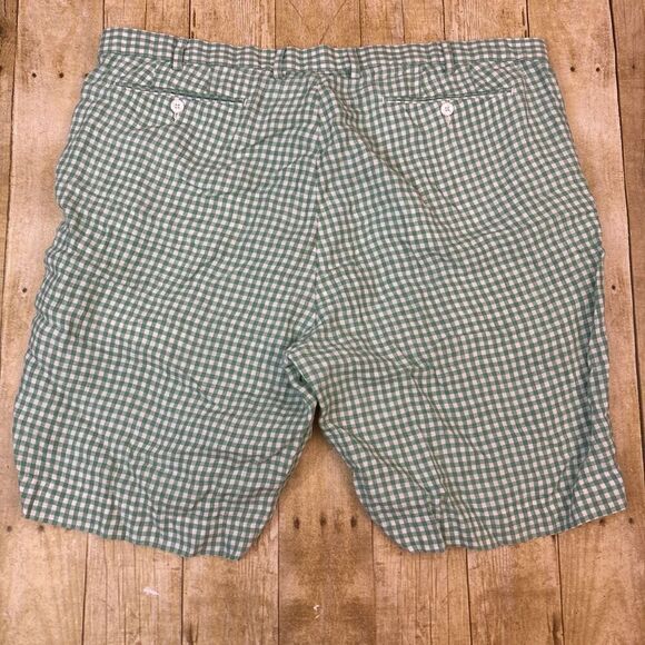 Polo Ralph Lauren Linen Shorts Men Green Gingham Bermuda Size 42 T - Picture 5 of 5